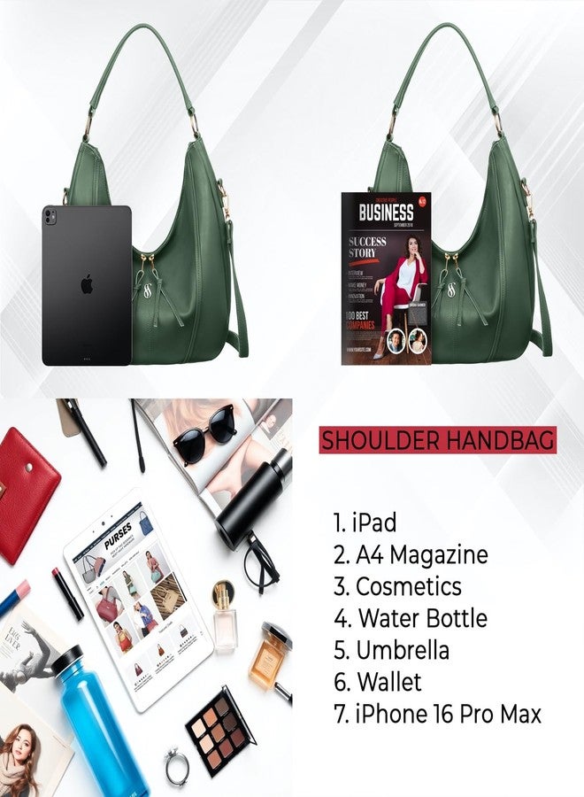 Fostelo Women's Vegan Leather New York Luxe Tote Handbag for Women | Hobo Bag for Work | Ladies Purse | Stylish Shoulder Bag | Gift For Women | Green - Image 5