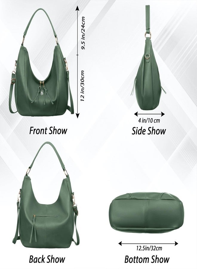 Fostelo Women's Vegan Leather New York Luxe Tote Handbag for Women | Hobo Bag for Work | Ladies Purse | Stylish Shoulder Bag | Gift For Women | Green - Image 4