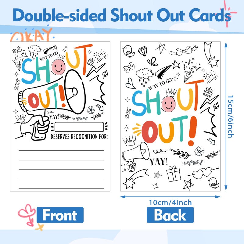 IANFEPH 100 Pcs Shout Out Cards for Teachers Employees Appreciation Recognition Reward Card Motivational Notes Cards for School, Office, Bulletin Board Decor (Black Cards) - Image 2