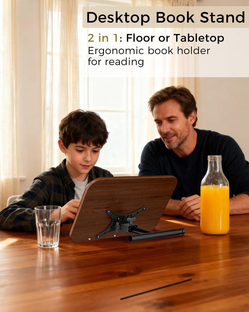 boostool Laptop Stand Floor, Wood Music Stand, Tablet Floor Stands Adjustable Height, Tall Book Stand Hands Free, for Projector, Office, Study, Brown - Image 5