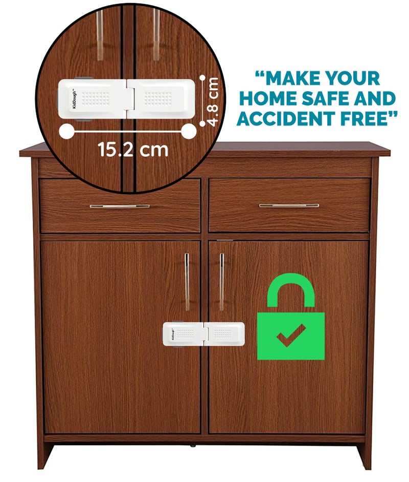 KidDough Baby Proofing Premium Child Safety Lock | for Refrigerator, Cabinets, Drawers, Fridge, Cupboard, Wardrobe, Door | Baby Safety (Pack of 4,White) - Image 5
