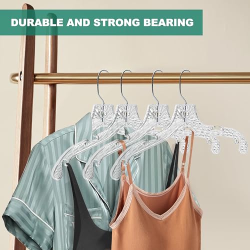 Quality Hangers 24 Pack Clear Plastic Hangers with Super Easy 360 Degree Swivel Hook – Shirt Hangers with Precision Notches for Secure Hanging – Slim Crystal Coat Hangers – 17 Inches (24, 17") - Image 5