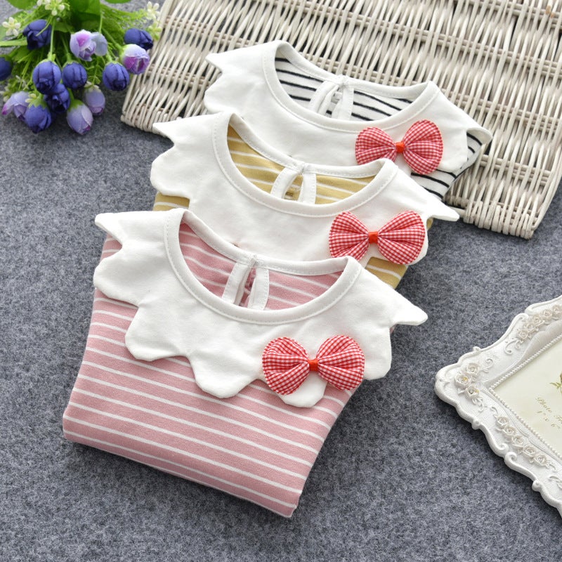 Children'S T-Shirt Striped Bottoming Shirt Girls' Long-Sleeved Baby'S Autumn Wear Baby Western Style Thin Children'S Wear 2021 Autumn Top - Image 2