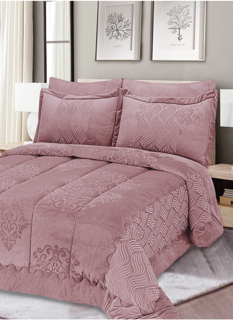 Master Home Textile Master Home Textile Velvet Comforter Sets, 4Pcs Single Size, Fits 120 x 200 cm Single Size Bed, Soft, Warm  - Image 1