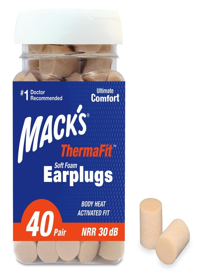 Mack's Mack’s ThermaFit Soft Foam Earplugs, 40 Pair - Comfortable Ear Plugs for Sleeping, Snoring, Work, Travel & Loud Events | Made in USA | Newly Upgraded and Improved - Image 1