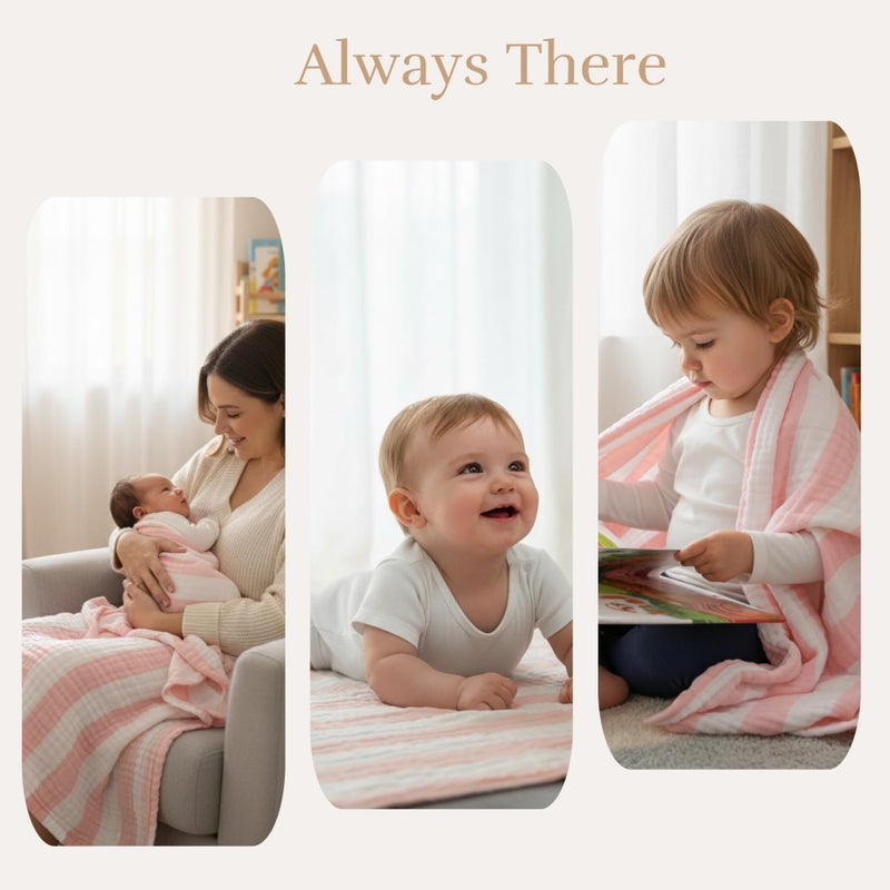 HardNok Muslin Baby Towel 5 Pieces Set,Ultra Soft and Absorbent for Baby's Delicate Skin, Ideal for Newborns to Toddlers, Perfect for Baby Registry or as a Shower Gift. (Pink) - Image 5