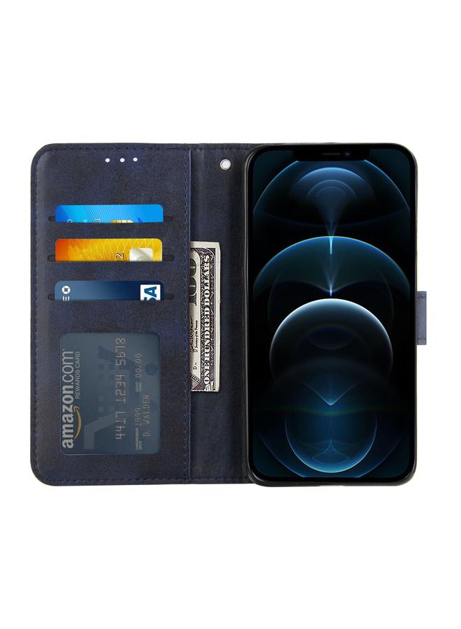 زبون جراب لهاتف iPhone 12 Pro Max مصنوع من جلد العجل مع مشبك وقفل أفقي مع حامل وفتحات للبطاقات ومحفظة وحبل - Image 4