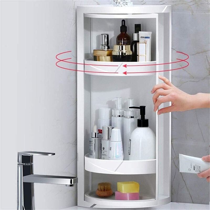 MUGATH Unbreakable Plastic Bathroom Corner CabinetWall Mounted Storage Shelf with Revolving DoorPlastic Cabinet for Kitchen Bathroom Living Room Office Stylish Corner Stand Big - Image 5