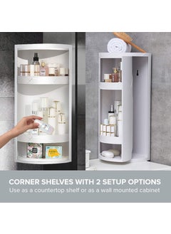 MUGATH MUGATH Unbreakable Plastic Bathroom Corner CabinetWall Mounted Storage Shelf with Revolving DoorPlastic Cabinet for Kitchen Bathroom Living Room Office Stylish Corner Stand Big  - Image 4