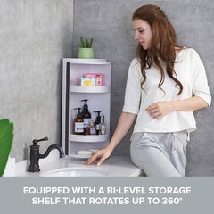 MUGATH MUGATH Unbreakable Plastic Bathroom Corner CabinetWall Mounted Storage Shelf with Revolving DoorPlastic Cabinet for Kitchen Bathroom Living Room Office Stylish Corner Stand Big  - Image 3
