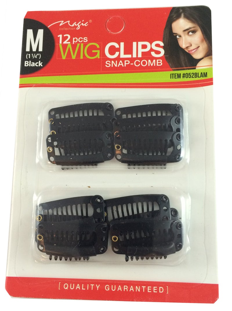 Magic Collection 12 pcs Wig Clips Snap Comb 1 14 Medium Black