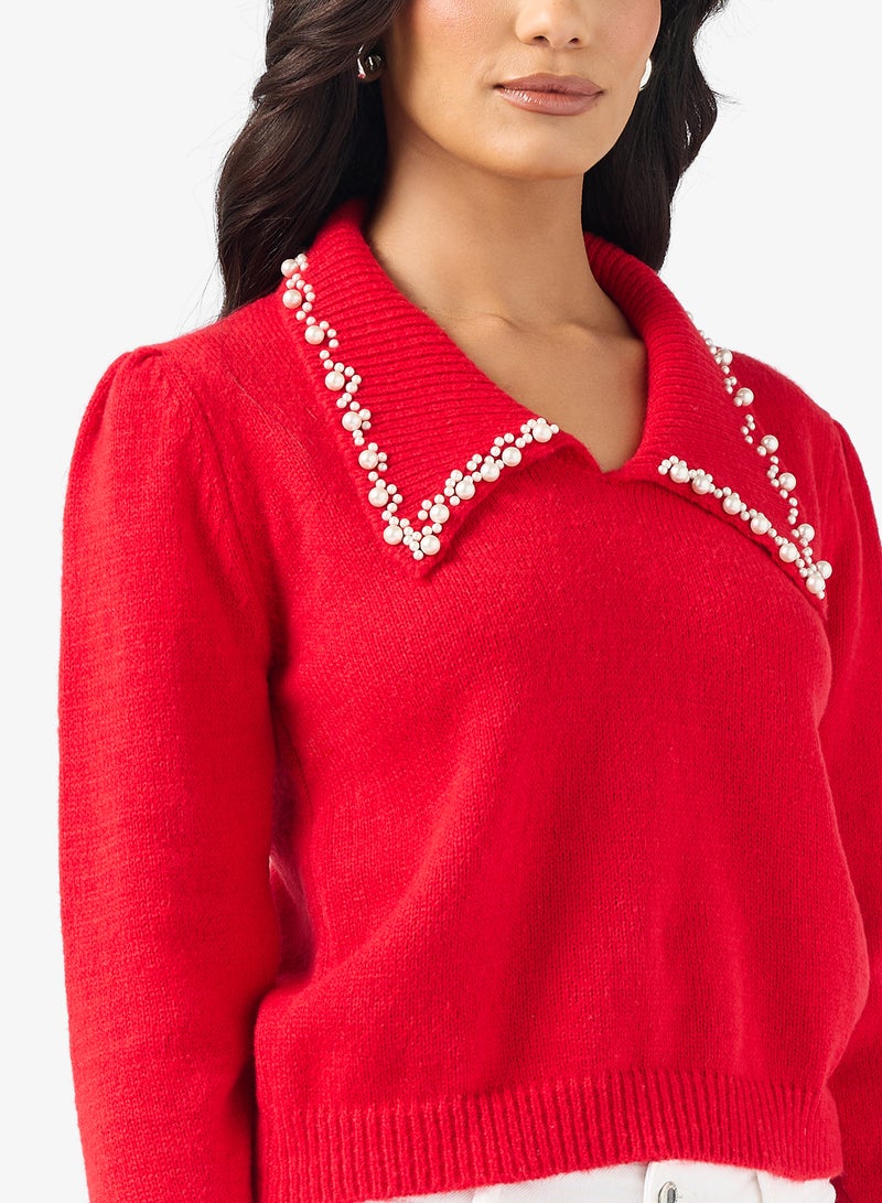 ايلا كنزة بياقة مزينة كاجوال - Image 3