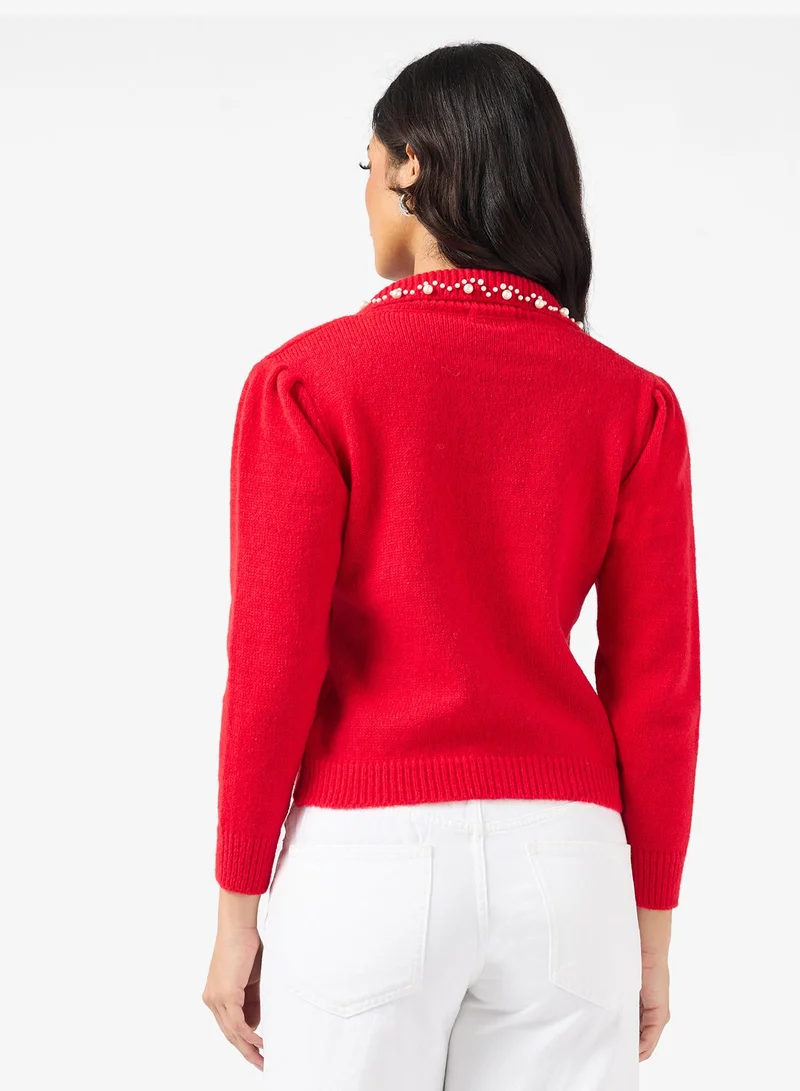 ELLA Casual Embellished Collar Sweater