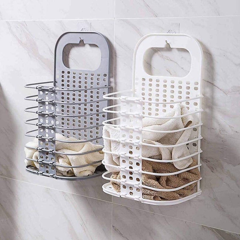 POPLEY Plastic Wall Mounted Laundry Hamper Dirty Clothes Storage Basket/Hanging Toiletry Organizer Basket Bin For Cloths/Food/Newspaper - Image 2