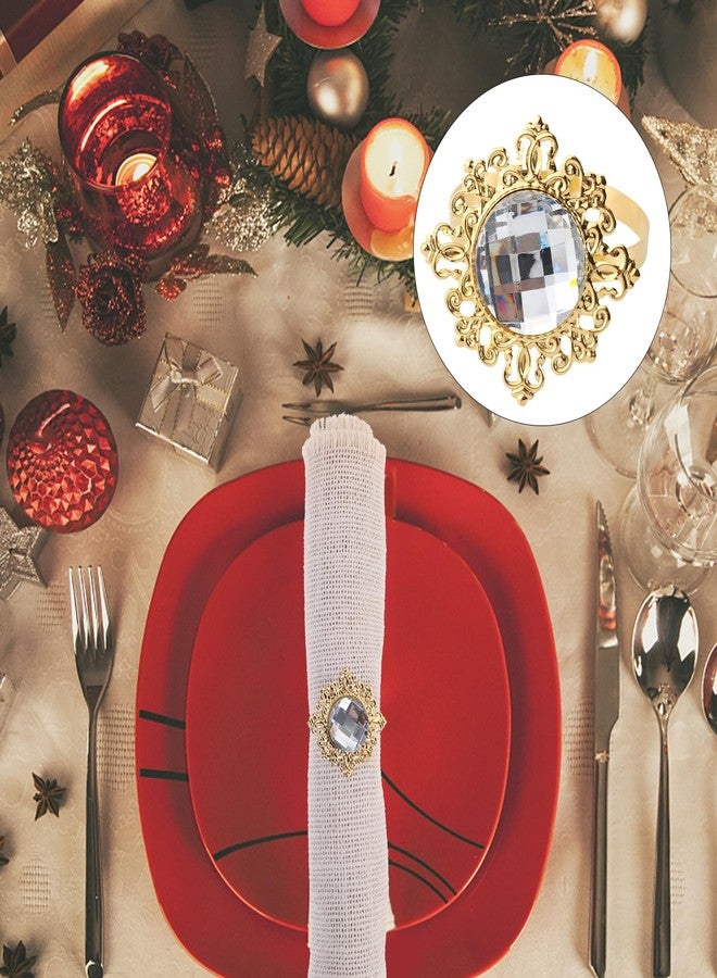 VORCOOL Acrylic Napkin Rings: 12pcs Christmas Napkin Holder, Christmas Napkin Rings for Wedding Banquet Dinner Decoration (Golden) - Image 2