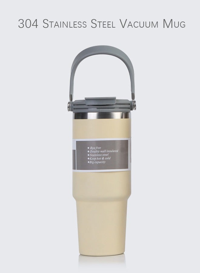 Multifunctional 30oz Car Mug Thermos 304 Stainless Steel Vacuum Ice and Hot Drinks Insulated Tumbler Handle Mug Wide Mouth Ice Bar Mug