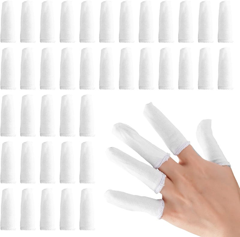 EORTA 200 Pcs Cotton Finger Cots Small Finger Guards Hand Thumb Fingertips Sleeves Protector by , Comfortable, Breathable, Absorb Sweat, Reusable, Protect The Wound from Infection, White, Very Small - Image 1