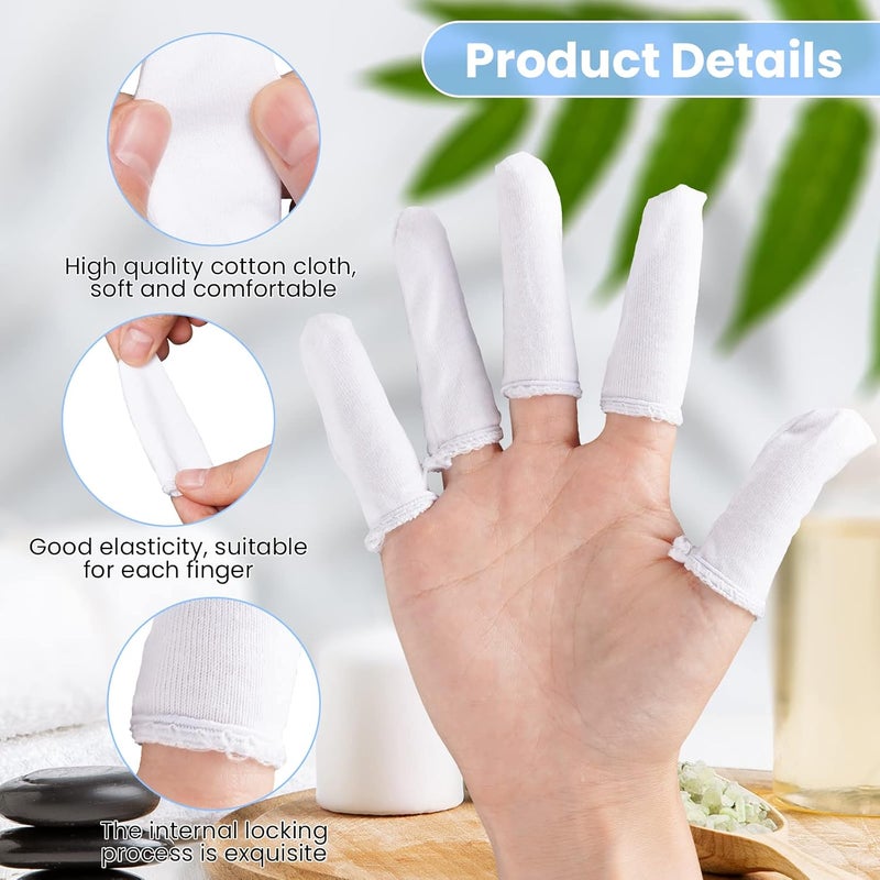 EORTA 200 Pcs Cotton Finger Cots Small Finger Guards Hand Thumb Fingertips Sleeves Protector by , Comfortable, Breathable, Absorb Sweat, Reusable, Protect The Wound from Infection, White, Very Small - Image 3