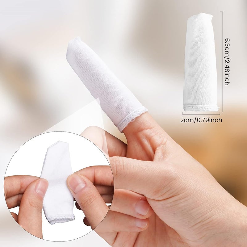 EORTA 200 Pcs Cotton Finger Cots Small Finger Guards Hand Thumb Fingertips Sleeves Protector by , Comfortable, Breathable, Absorb Sweat, Reusable, Protect The Wound from Infection, White, Very Small - Image 2
