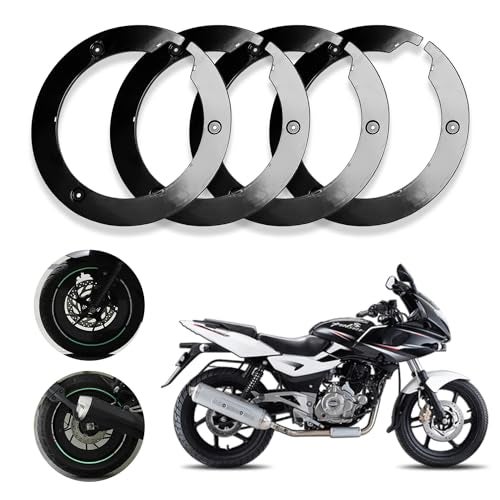 Asryd Bike Wheel Cover for 17 inch Wheel for Bajaj Pulsar 220F & All Universal Bike 4Pcs Set (ABS Plastic) Black - Image 2
