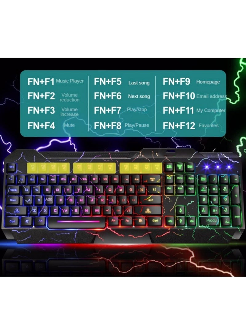Gaming Keyboard, USB Wired Gaming Keyboard and Mouse Combo with Rainbow Backlight,104 Keys PC Gaming Keyboard and Mouse for Office Home Gaming, Wired Keyboard Mouse for PC Mac Window - Image 2