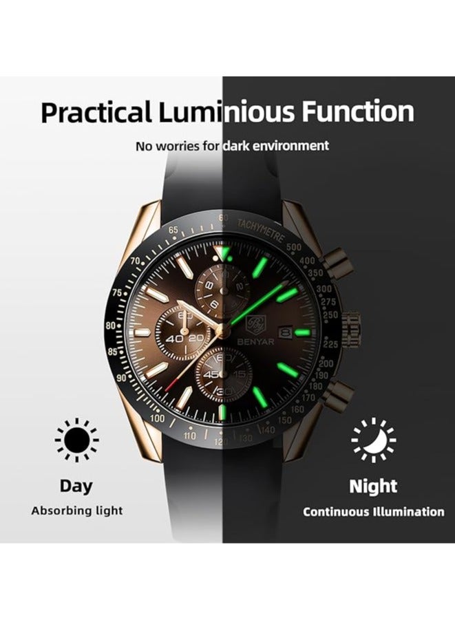BENYAR Watches for Men Watch Quartz Luxury Chronograph Water Resistant Watch 5140 220mm - Image 4