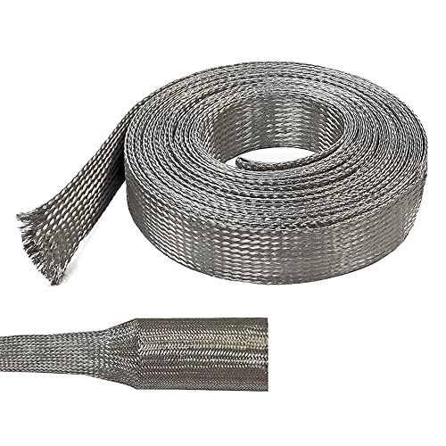 Electriduct 1/8" Tinned Copper Metal Braid Sleeving Flexible EMI RFI Shielding Wire Mesh (0.08" Diameter) - 10 Feet - Image 1