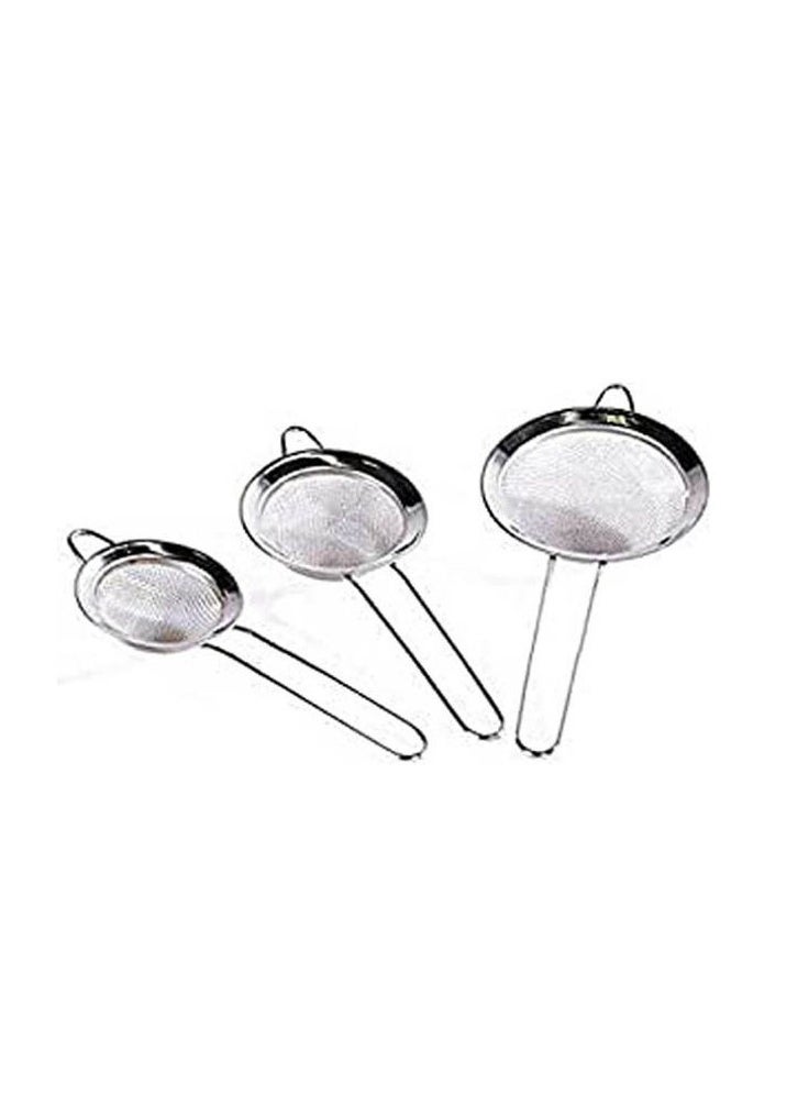 Generic Set Of Tea Stainless Steel Strainers  3 Pieces Silver 