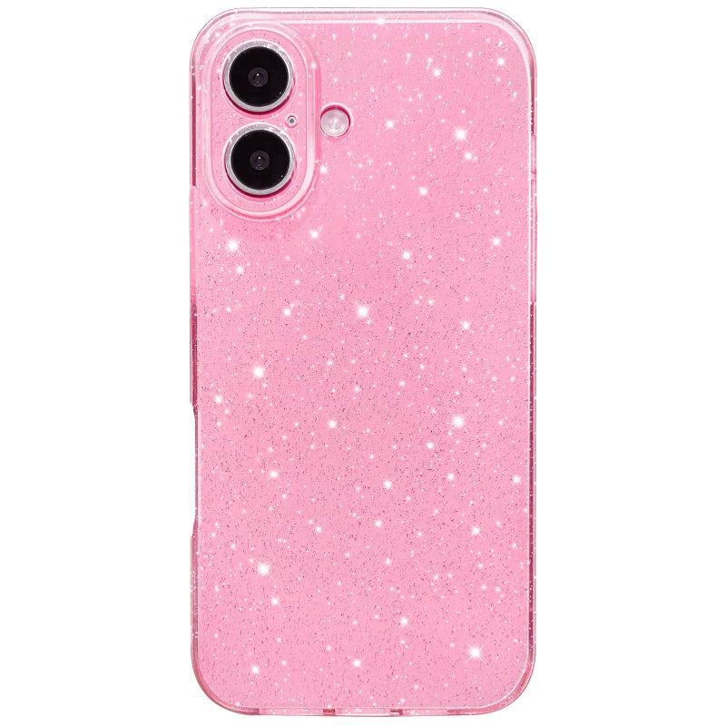 Hython Case for iPhone 16 Case Glitter Cute Sparkly Shiny Bling Sparkle Phone Cases 6.1", Thin Slim Fit Soft TPU Bumper Shockproof Rubber Protective Cover for Women Girls Girly, Bright Pink - Image 1