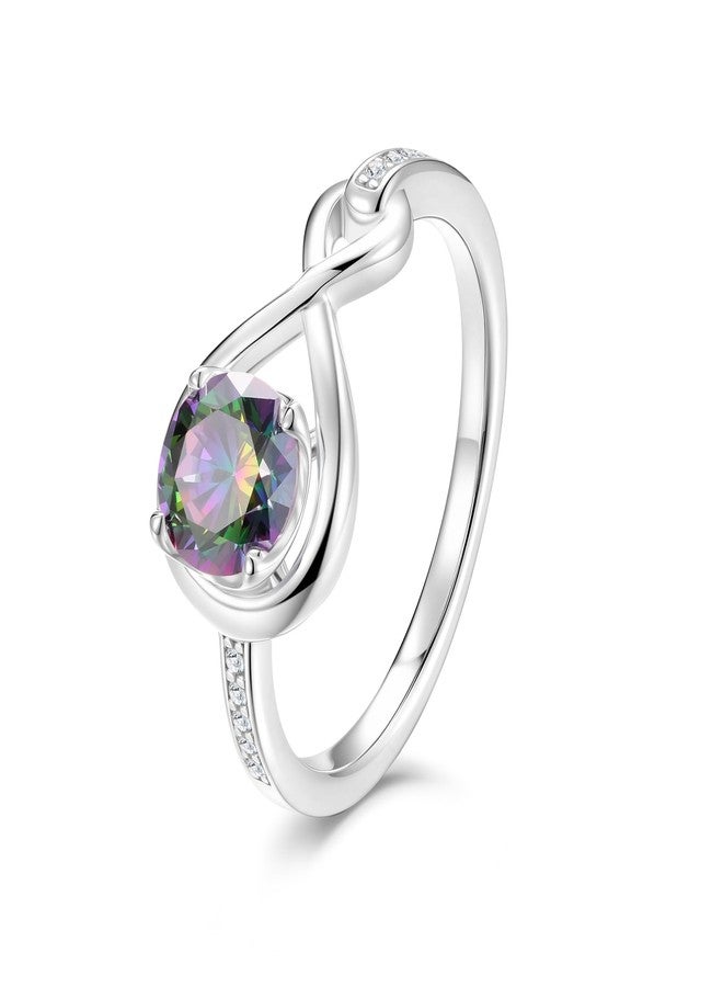 FANCIME Alexandrite Promise Ring 925 Sterling Silver Dainty Infinity Round Gemstone June Birthstone Jewelry Birthday Wedding Engagement Gifts for Her Women, Ring Size 7 - Image 1