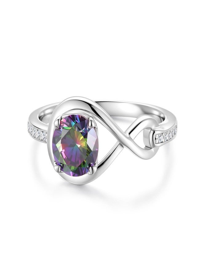 FANCIME Alexandrite Promise Ring 925 Sterling Silver Dainty Infinity Round Gemstone June Birthstone Jewelry Birthday Wedding Engagement Gifts for Her Women, Ring Size 7 - Image 5