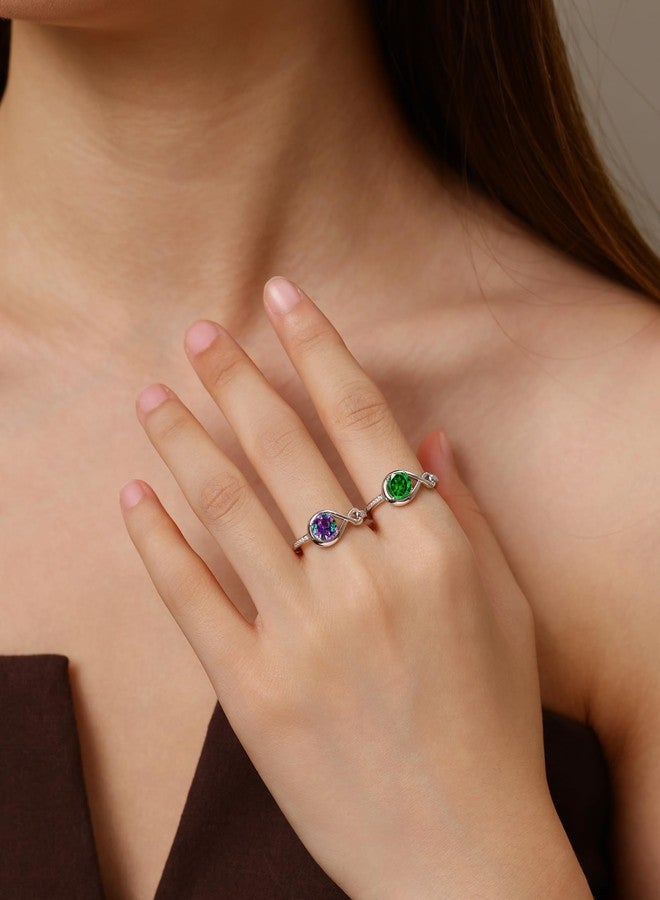 FANCIME Alexandrite Promise Ring 925 Sterling Silver Dainty Infinity Round Gemstone June Birthstone Jewelry Birthday Wedding Engagement Gifts for Her Women, Ring Size 7 - Image 4