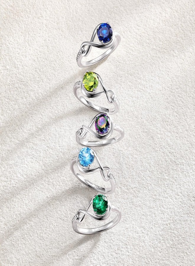 FANCIME Alexandrite Promise Ring 925 Sterling Silver Dainty Infinity Round Gemstone June Birthstone Jewelry Birthday Wedding Engagement Gifts for Her Women, Ring Size 7 - Image 3