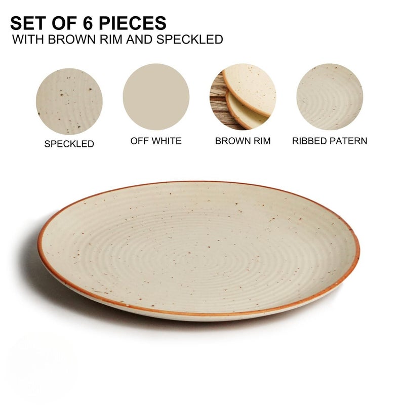 Yourowndcor Handcrafted Cream Matte Finish Ribbed 7" Inches Quarter Plates- Set of 6 - Image 2