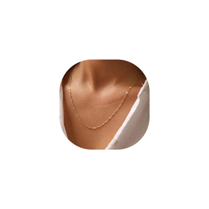 BAYLAY Gold Chain for Women - 18K Gold Plated Chain Necklace Woman Dainty Gold Necklace for Women Non Tarnish Gold Necklace Gold Jewelry Gifts Size 16 inch - Image 1