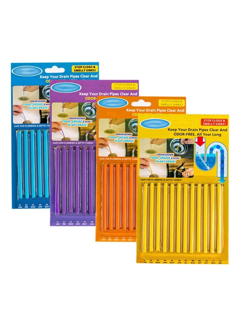 ECVV - Drain Cleaner Sticks, Sink Deodorizer, 48pcs Drain Cleaner Freshener for Clogs Kitchen Bathroom Toilet Sinks Non-Fragile for Preventing Clogs Odor Free Clear Blocked Sinks - Image 1