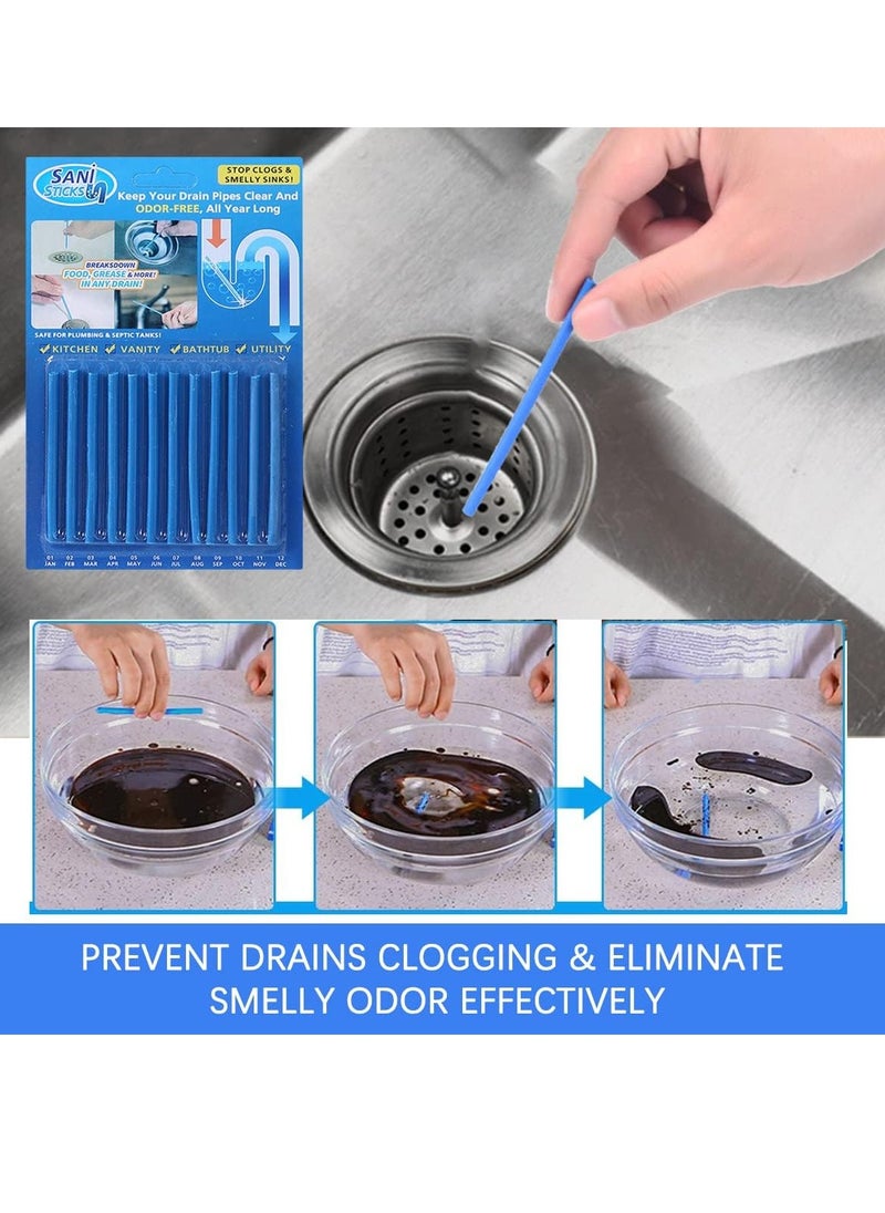 ECVV - Drain Cleaner Sticks, Sink Deodorizer, 48pcs Drain Cleaner Freshener for Clogs Kitchen Bathroom Toilet Sinks Non-Fragile for Preventing Clogs Odor Free Clear Blocked Sinks - Image 1