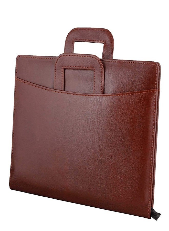 KANABEELeatherette Material Professional File Folder for Certificates, Document Bag with Adjustable Handles - Brown (30 Leafs) - Image 1