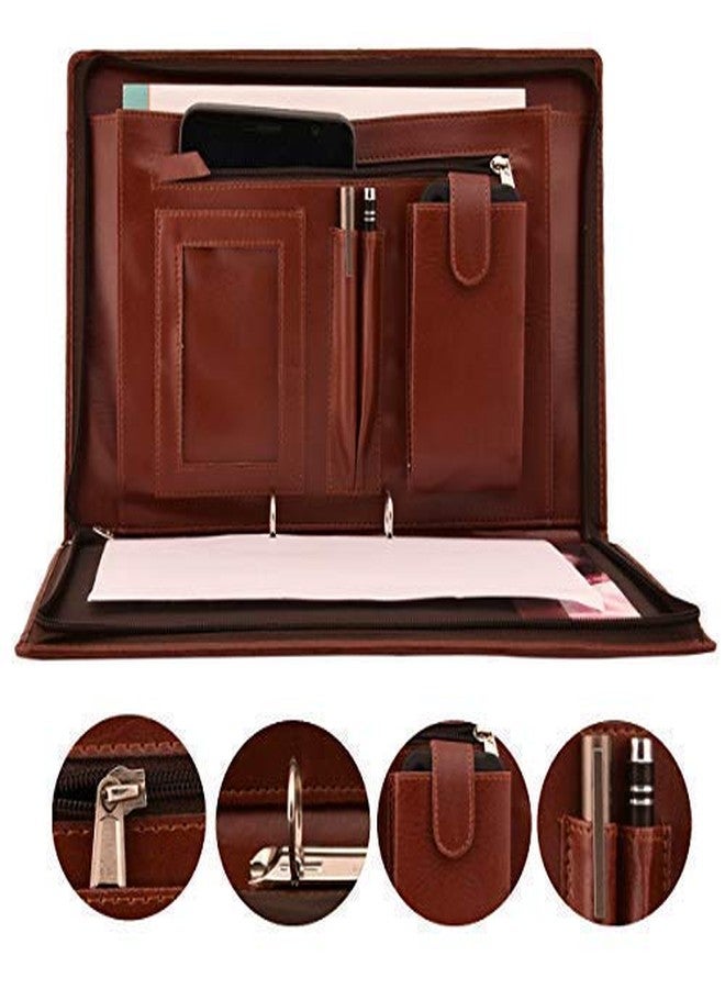 KANABEELeatherette Material Professional File Folder for Certificates, Document Bag with Adjustable Handles - Brown (30 Leafs) - Image 3