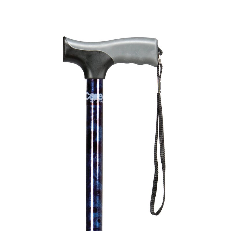 Carex Health Brands Soft Grip Walking Cane Height Adjustable Cane with Wrist Strap Latex Free Soft Cushion Handle Blue Marble