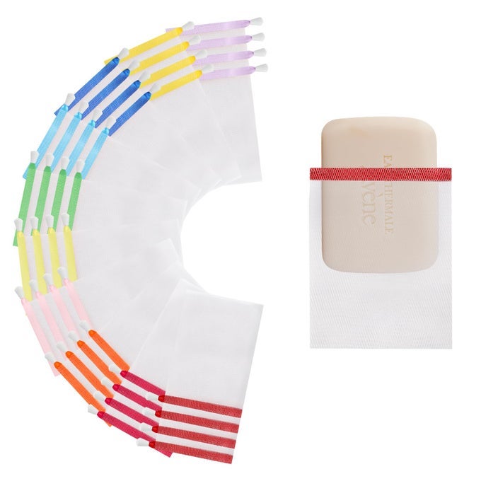 100 PCS SOAP BAG SOFT FOR SHOWER EXFOLIATING SOAP SAVER POUCH WITH DRAWSTRING FOR FOAMING AND DRYING SOFT FOR SHOWER BODY FACIAL CLEANING TOOL EASY TO BUBBLE AND STORE SMALL SOAP