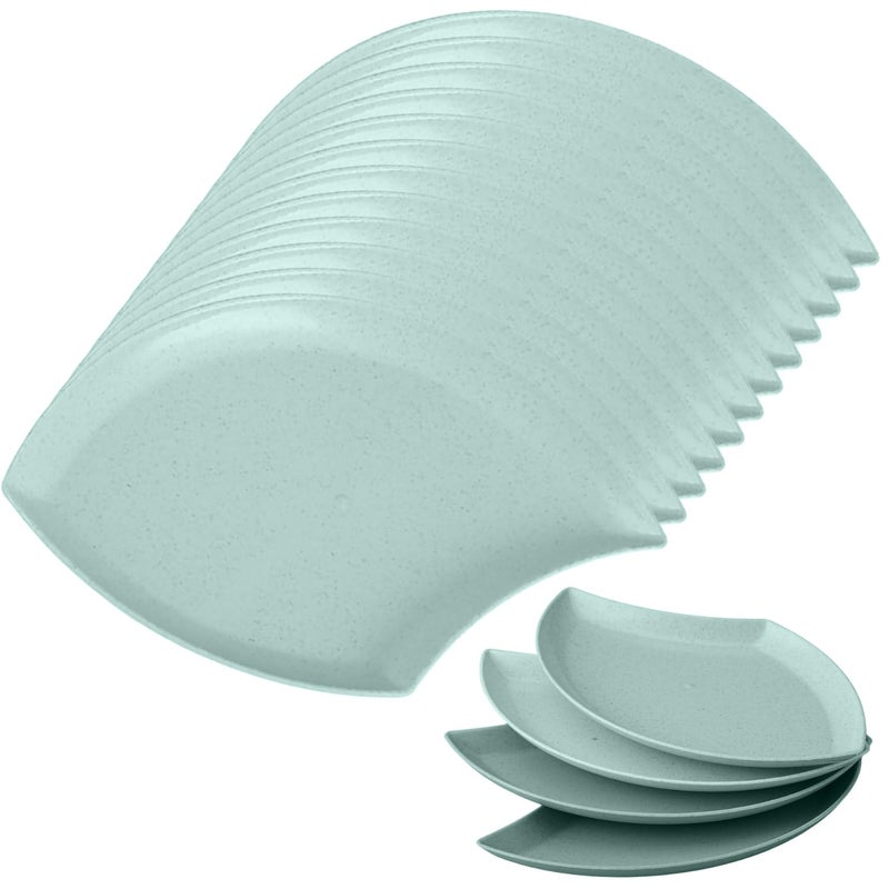 P-PLUS INTERNATIONAL Wheat Straw Salad Modern Appetizer Plates Salad Plates Small Dinner Plate Set Serving Dishes Set Shell Serving Plate for Sushi, Appetizer (Green, Pack of 12) - Image 1