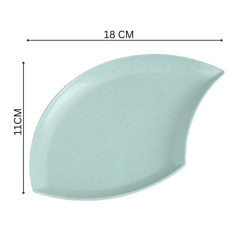 P-PLUS INTERNATIONAL Wheat Straw Salad Modern Appetizer Plates Salad Plates Small Dinner Plate Set Serving Dishes Set Shell Serving Plate for Sushi, Appetizer (Green, Pack of 12) - Image 2