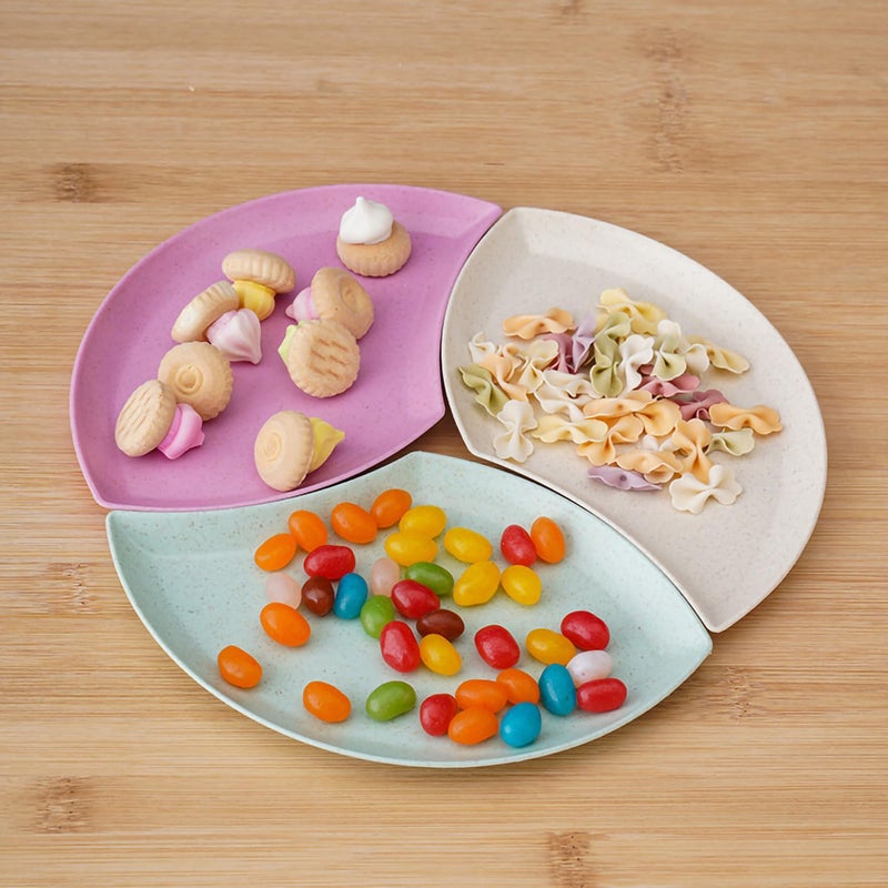 P-PLUS INTERNATIONAL Wheat Straw Salad Modern Appetizer Plates Salad Plates Small Dinner Plate Set Serving Dishes Set Shell Serving Plate for Sushi, Appetizer (Green, Pack of 12) - Image 3