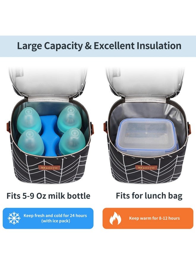 Mancro Mancro Breastmilk Cooler Bag Travel, Insulated Baby Bottle Bag with Ice Pack, Fits 4 Baby Bottles Up to 9 Ounce,Leak-Proof & Durable, Black Wave - Image 2