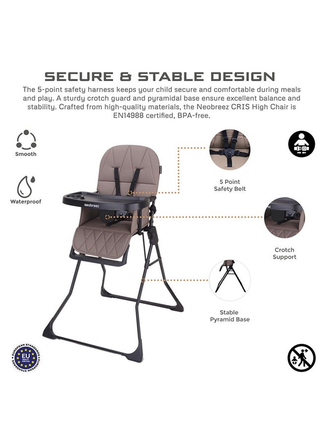 neobreez CRIS Ultra Compact Lightweight Foldable Baby High Chair|Quick and Easy Fold HighChair|Removable and Adjustable Foot Tray| 5-point Safety Harness|Toddler Portable Baby Feeding Chair For Travel(5kg)  - Image 2
