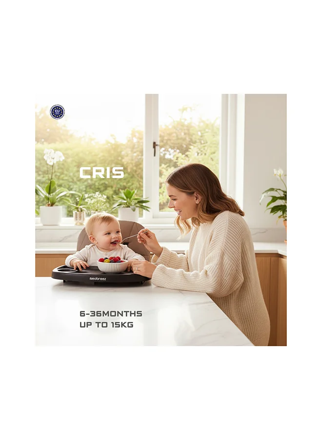 neobreez CRIS Ultra Compact Lightweight Foldable Baby High Chair|Quick and Easy Fold HighChair|Removable and Adjustable Foot Tray| 5-point Safety Harness|Toddler Portable Baby Feeding Chair For Travel(5kg)