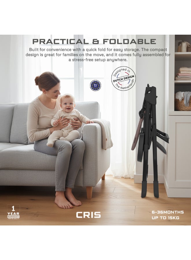 neobreez CRIS Ultra Compact Lightweight Foldable Baby High Chair|Quick and Easy Fold HighChair|Removable and Adjustable Foot Tray| 5-point Safety Harness|Toddler Portable Baby Feeding Chair For Travel(5kg) - Image 4