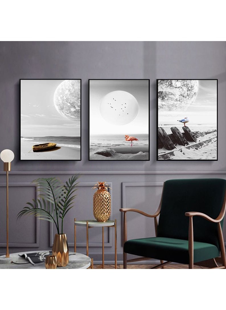 FASHION HOME 3PCS Wall Art Bright Style Minimalist Decor Modern Abstract Canvas Prints Poster Picture Framed Paintings Decorations  - Image 4