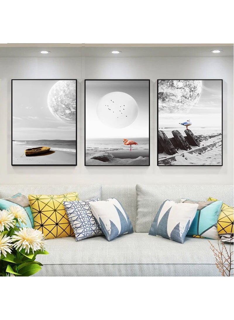 FASHION HOME 3PCS Wall Art Bright Style Minimalist Decor Modern Abstract Canvas Prints Poster Picture Framed Paintings Decorations  - Image 5